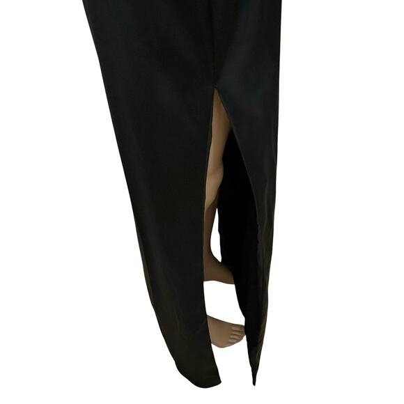 House Of CB Filomena Satin Maxi Dress Medium Black Side Slit Fitted Formal - Picture 5 of 11